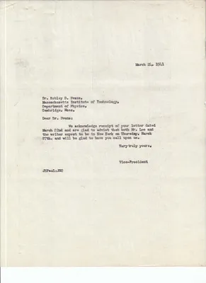 Letters Sent to Dr. Robley D. Evans, March 24, 1941