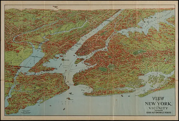 View of New York and vicinity showing good automobile roads