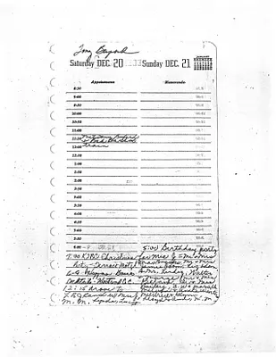 Lyndon Johnson's 1958 Desk Diary, beginning 12/20/1958