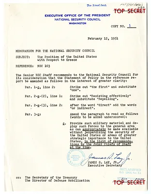Memorandum from James S. Lay, Jr. to the National Security Council