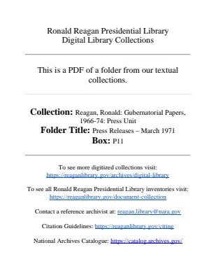 Press Releases - March 1971