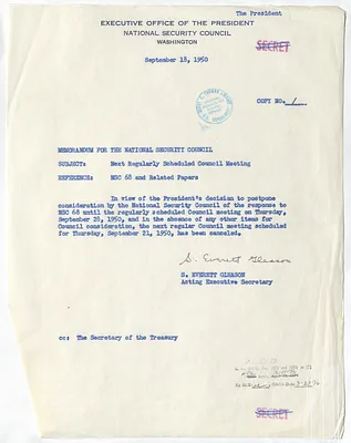 Memorandum from S. Everett Gleason to the National Security Council