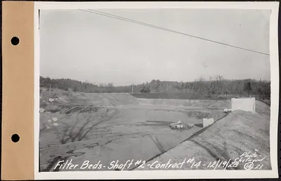 Contract No. 14, East Portion, Wachusett-Coldbrook Tunnel, West Boylston, Holden, Rutland, filter beds at Shaft 2, Holden, Mass., Dec. 19, 1928