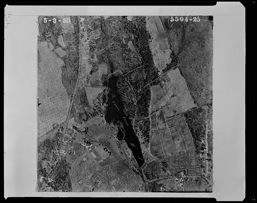 Aerial view of Page's Pond and surrounding properties