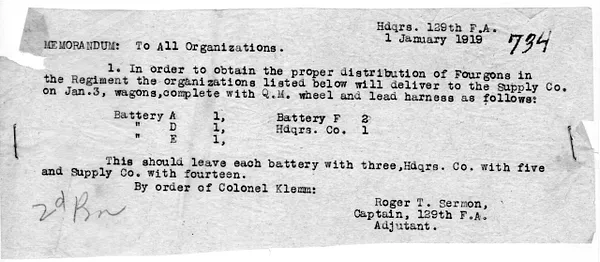 Memorandum from Captain Roger T. Sermon
