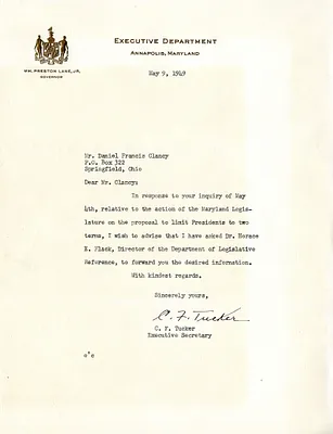 Letter from C. F. Tucker to Daniel F. Clancy