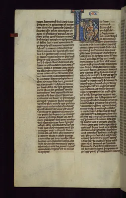 Historiated Initial ""H"" with Pharoah and the Midwives of Egypt