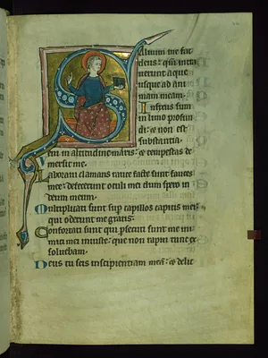 Leaf from Psalter: Initial S with Seated Apostle