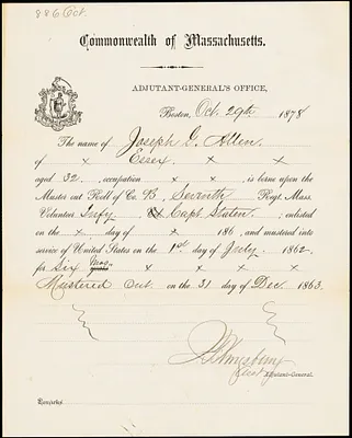 Civil War enlistment paper