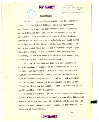 Memorandum Regarding Conversation with Jacob Malik