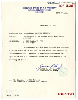 Memorandum from James S. Lay, Jr. to the National Security Council