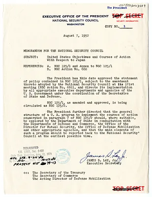 Memorandum from James S. Lay, Jr. to the National Security Council