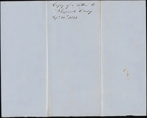 Copy of a letter from Samuel Warner to Shepard Cary, 20 September 1853
