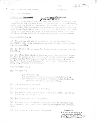 Message from Prime Minister Clement Attlee to President Harry S. Truman