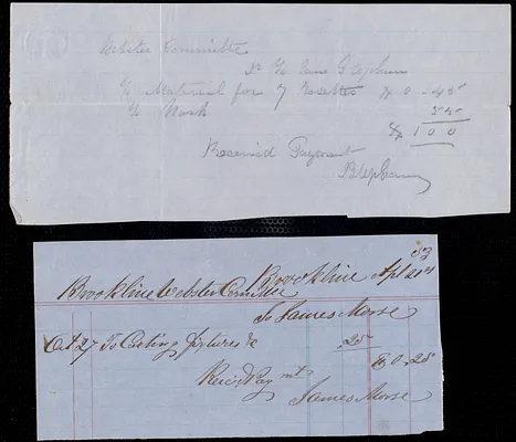 Receipts for services related to official observance of the death of Daniel Webster