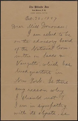 Alice Stone Blackwell autograph note signed to Mary Donovan, East Hebron, N. H., October 30, 1927