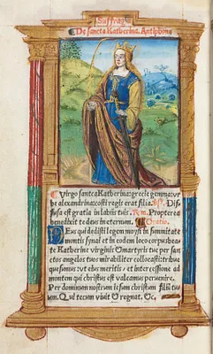Printed Book of Hours (Use of Rome):  fol. 109v, St. Catherine