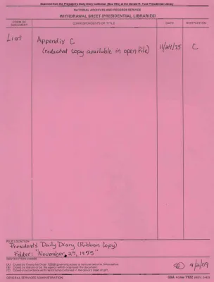 President Gerald R. Ford's Daily Diary, November 24, 1975