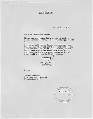 Robert F. Kennedy and Kirk Douglas Correspondence