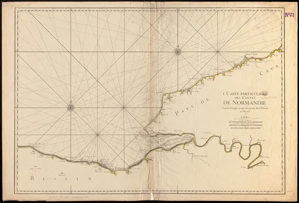 I. Carte particulière des costes de Normandie depuis Dieppe jusqu'à la Pointe Percée en Bessin