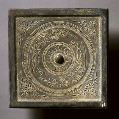 Square Mirror with Two Phoenixes and Floral Sprays