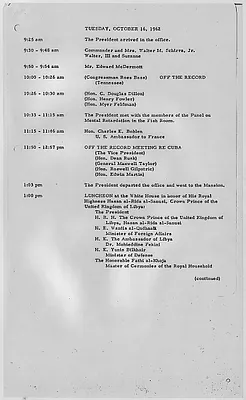 Presidential Appointments October 16, 1962 to October 28, 1962