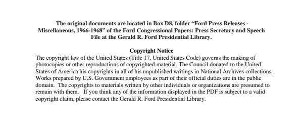 Ford Press Releases - Miscellaneous, 1966-1968