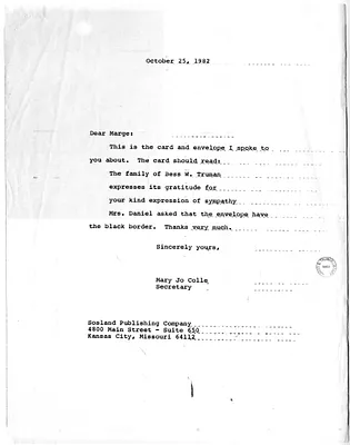 Letter from Mary Jo Colle to Sosland Publishing Company, with Related Material
