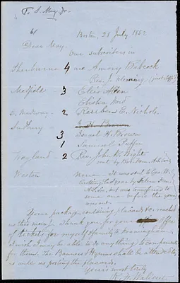 Letter from Robert Folger Wallcut, Boston, [Massachusetts], to Samuel May, 1852 July 28