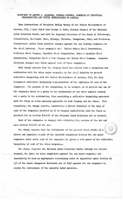 Statement of Arthur J. Goldberg, General Counsel, Congress of Industrial Organizations and United Steelworkers of America