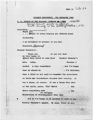 Speech by Eleanor Roosevelt at the Waldorf Astoria Hotel, New York City, 26 October 1960