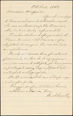 Bartolomeo Vanzetti autographed letter signed to Florio Margherita, [Charlestown], 7 October 1923