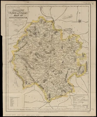 Collins' railway and telegraph map of Herefordshire, divided into hundreds, containing the district divisions and other local arrangements effected by the Reform Bill