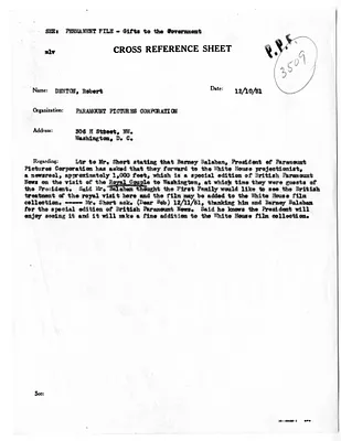 Cross Reference Memorandum