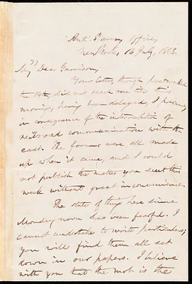 Letter from Oliver Johnson, New York, [N.Y.], to William Lloyd Garrison, 16 July, 1863