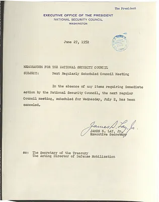 Memorandum from James S. Lay, Jr. to the National Security Council
