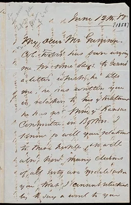 Letter from Sydney Howard Gay, to William Lloyd Garrison, June 12th, [18]58