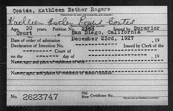 Coates, Kathleen Esther Rogers - 1927
