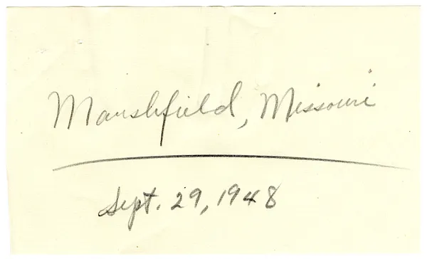 Press Release, Speech of President Harry S. Truman, Marshfield, Missouri