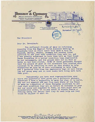 Correspondence between Ray Moseley and Harry S. Truman