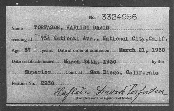 Torfason, Haflidi David - 1930