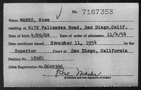 Marks, Rose - 1954