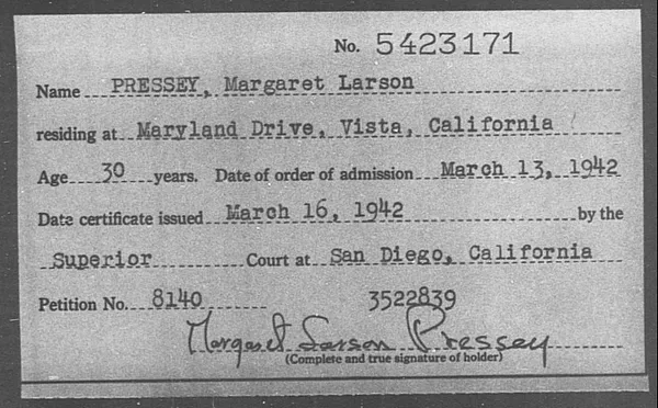 Pressey, Margaret Larson - 1942