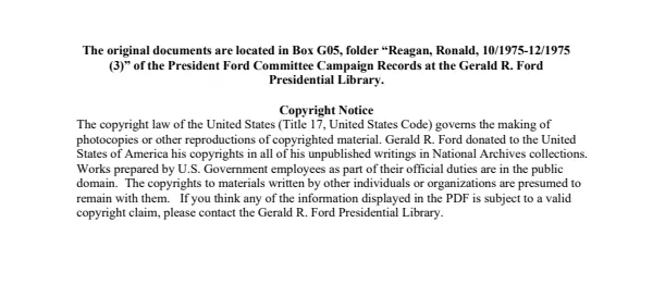 Reagan, Ronald, 10/1975-12/1975 (3)