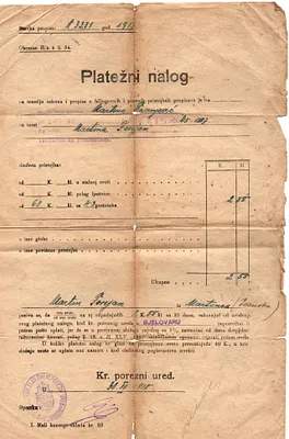 Platežni nalog od 30.7.1913. godine