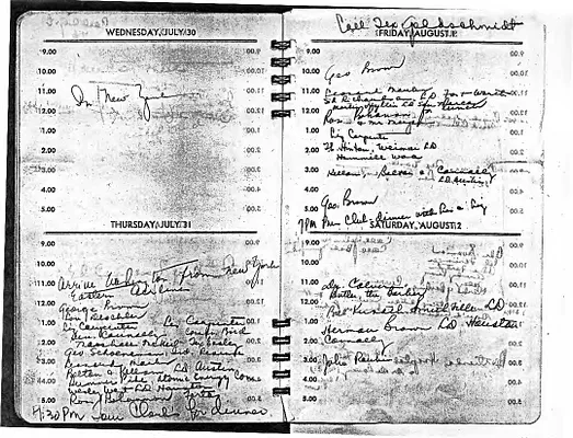 Lyndon Johnson's 1947 Desk Diary, beginning 7/30/1947