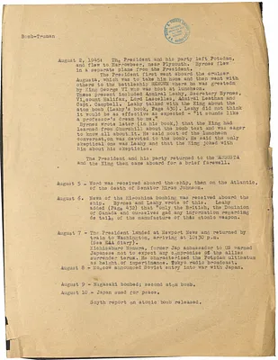 Memorandum Regarding Events of August 1945