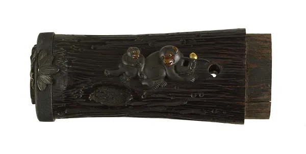 Tsuka in the Shape of a Branch with Monkeys and Eagle
