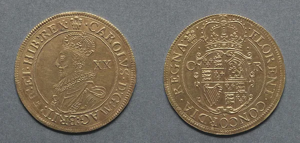 Unite: Charles I (obverse); Crowned Shield (reverse)