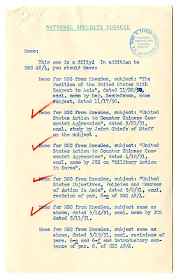 Note from the National Security Council from Ina Holtzscheiter to Rose Conway